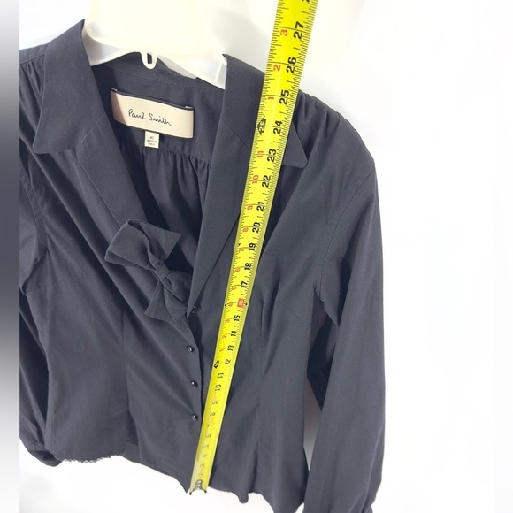 Paul Smith Italy Womens Button Up Bow Blouse Top Size 42 US S Black Long Sleeve - Picture 10 of 11